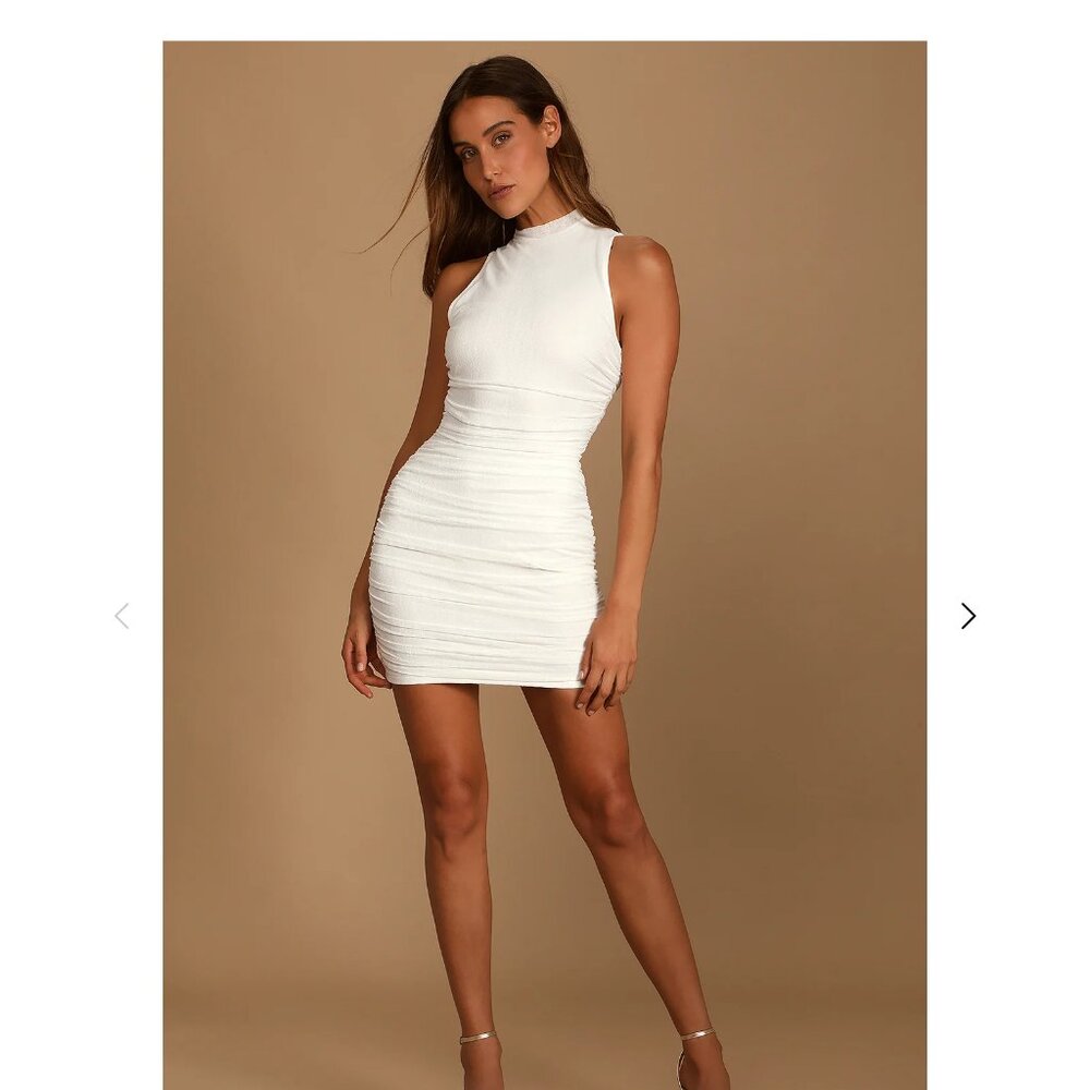 Lulu White Mock Neck  M Dress